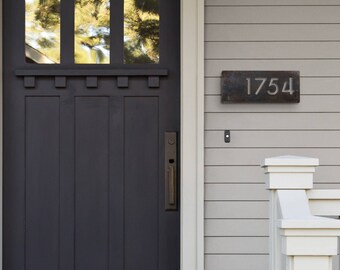 House Number Plaque, Raw Steel, Horizonal