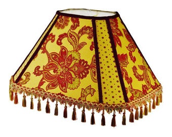 Vintage Jacquard Fringe Tapered Lamp Shade