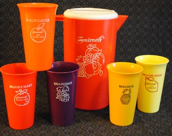 Smirnoff plastic pitcher and 5 tumbler set