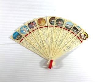 The Ozarks Souvenir Fan, Vintage Handheld Fan, Ozarks fan, vintage folding hand held fan, landmarks of the Ozarks, hand held folding fan