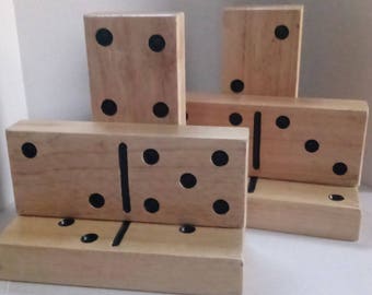 Handmade Wood Domino Bookends