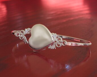 Engraved bangle Heart Locket with photos added