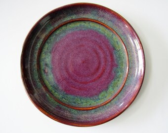Spoon rest or small plate - merlot and green glazes