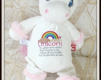 Worry Unicorn Doll, Pink worry doll, secret friend doll, invisible friend, unicorn stuffed animal, unicorn plush doll, unicorn rainbow doll