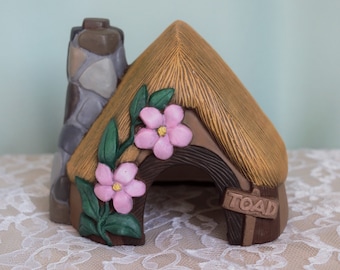 Ceramic Toad House - Hut - Toad Home - Fairy House - Flower House for Toad - Toad Sign - Magnolia House - Outdoor Decor - Toad Abode