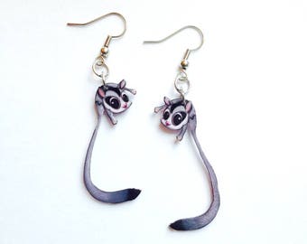 Handcrafted Plastic Sugarglider Sugar Glider Earrings SO CUTE