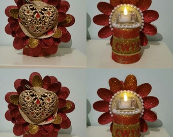 Unique glittered flower candleholder