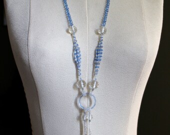 Flapper Necklace / 1920s Jewelry / Tassel Necklace / Art Deco Beaded Necklace / New Old Stock!