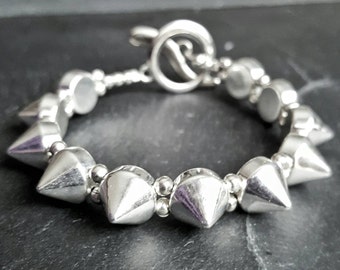 Silver Spike Bracelet - Goth Jewelry - 90s Revival - Punk Rock - Spike Jewelry - Silver Bracelet - Alternative Girl - Christmas Gift Idea