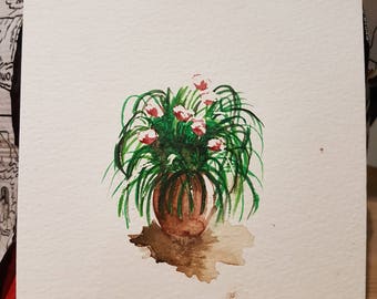Small watercolour of a base of flowers