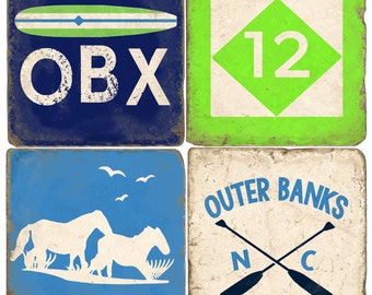 Outer Banks Italian Marble Coasters (set of 4)