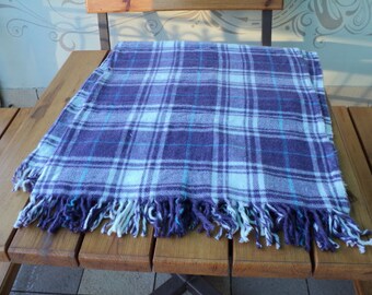 Large, vintage, beautiful, woolen, acrylic, plaid, wool blanket, camping, picnic, USSR, retro 90s