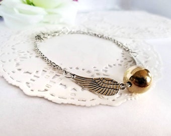 The Golden Snitch HP Quidditch Simple Dainty Bracelet Silver