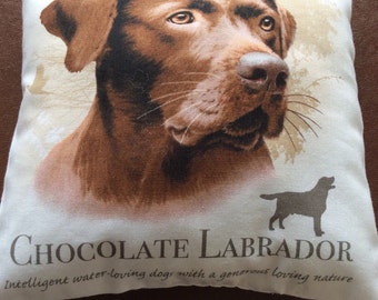 Chocolate labrador mini cushion