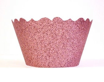Glitter Princess Pink Cupcake Wrappers - Includes 12 Cupcake Wrappers