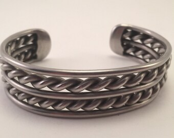 vintage Navajo Heavy Sterling Rope Twist Cuff