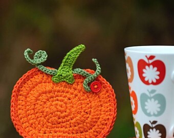 Crochet pumpkin coaster - pattern DIY
