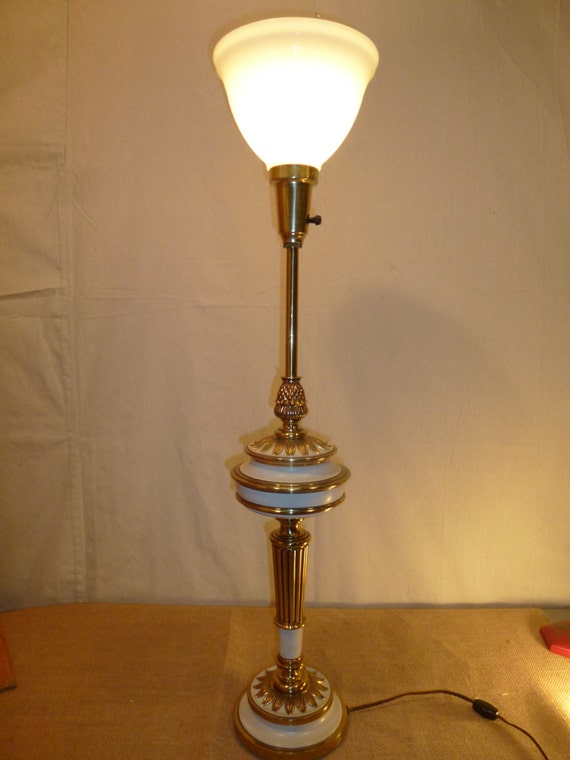 Stiffel Torchiere Lamp Brass Enamel Lamp Hollywood Regency