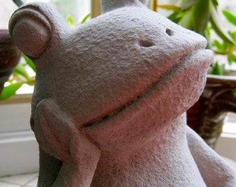 Frog Statue, Concrete Relaxing Frog Figure, Cement Garden Decor