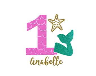 Mermaid Iron On, First Birthday, Iron On, Mermaid First Birthday Iron On, Mermaid Birthday