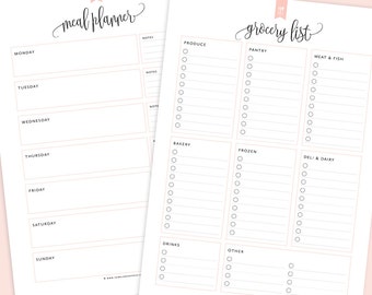 Meal Planner & Grocery List Printable, Menu Planner Printable, Shopping List Printable, Meal Plan Printable, PDF Printable, INSTANT DOWNLOAD