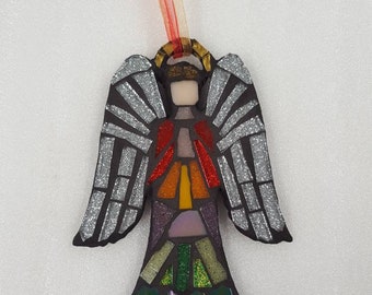 Mosaic rainbow guardian angel