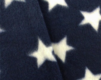Navy Blue/White Star Fleece, Fabric By The Yard
