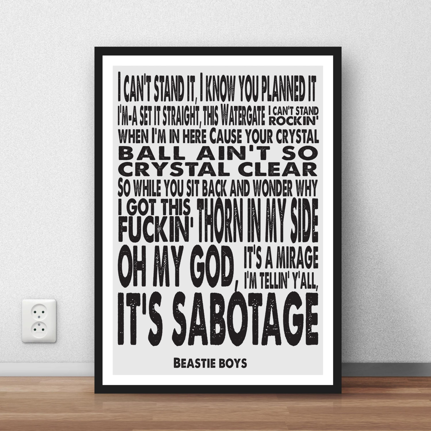 Beastie Boys Quote 'Sabotage' Poster Home Wall Art