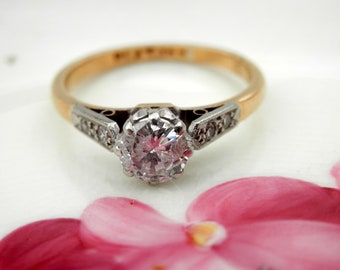 Vintage solitaire diamond engagement ring,Guild of Valuers report,0.5ct diamond,diamond colour H/I,ring size L 1/2