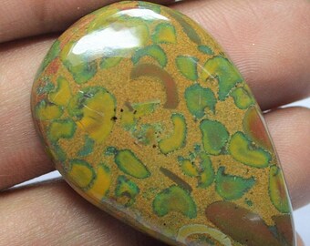 100 % Natural Gemstone Ajubalite Pear Cab . Pear Cabochon Fruit jasper. 44 Ct. 42x21 mm. MMA
