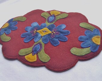 Primitive Penny Rug Wool Table Runner or Candle Mat by Happy Valley Primitives