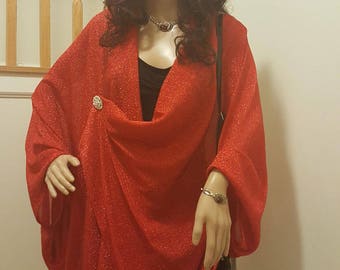 Red batwing blouse