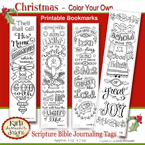 christmas color your own bookmarks bible journaling tags