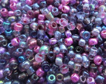 50g 8/0 Seed Bead Mix/Seed Beads, Amethyst/Pink/Purple - SKU 8 010 (only pay postage on the first item in an order)