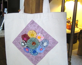 Yo Yo Patchwork Canvas Tote - Gift Bag
