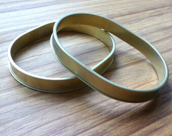 free shipping in UK - pack of 2 - bracelet, bangle, brass OVAL channel bracelet 67mm