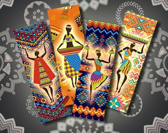Bookmarks African printable, Digital Collage Sheet, Download and Print Jpeg Images 1.7x5 inch
