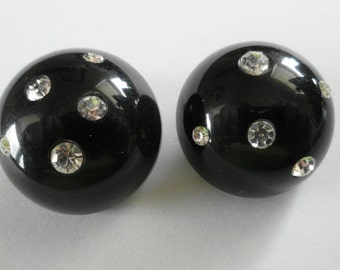 Les Bernard Thermoset and Rhinestone Earrings Clip Style FABULOUS