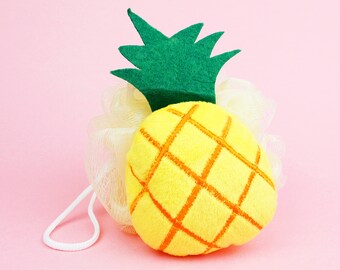 Pineapple Loofah, Bath Sponge, Yellow Loofah, Soap Sponge, Bath and Body, Gift Ideas