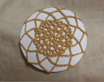 Crochet gold hair bun cover snood
