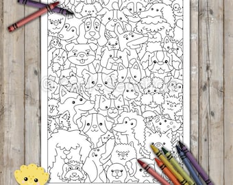 Cute Dogs Printable Coloring Page
