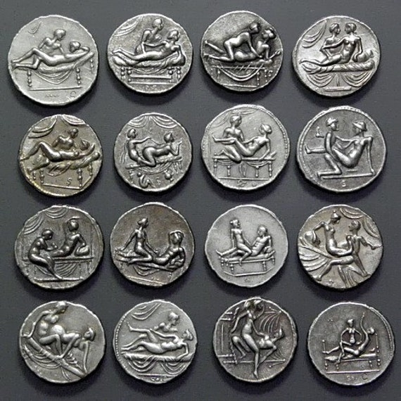 Spintriae Erotic Roman Tokens 16 Pcs Set Of Tin Replica Coins