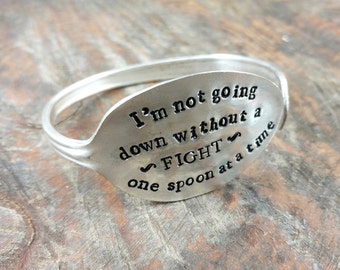 Spoonie Bracelet, Vintage Silver Plated Stamped Spoon, Not Going Down Without a Fight, One Spoon at a Time, Chronic Illness, Spoon Theory
