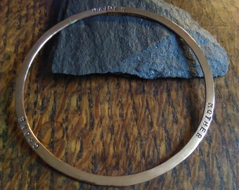 Copper Goddess Bracelet, Maiden, Mother and Crone - hand stamped wiccan bangle