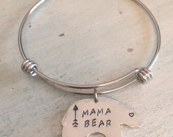 Mama Bear jewelry. Mama Bear Bracelet. Momma Bear. Hand stamped bracelet. Mothers jewelry. Gift for her. New mom gift. Mother's day gift