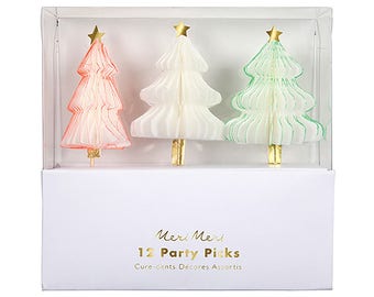 Honeycomb Christmas Tree Cupcake Toppers | Christmas Party Pick Christmas Cupcake Toppers Appetizer Pick Holiday Cupcake Topper Xmas Tree