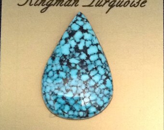 Natural Kingman Turquoise/Spiderweb/tear drop/cabochon/arizona turquoise/12 carats/backed/STNC21