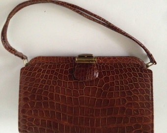 Vintage Leather Alligator Handbag
