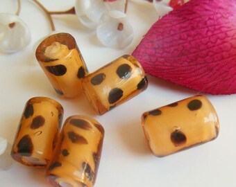 set of 10 glass tube shaped beads