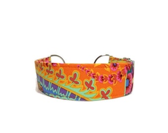 Paisley Jungle Dog Collar, Spring Cat Collar, Boy Dog Collar, Girl Dog Collar, Made To Order, Available in Buckle or Martingale.